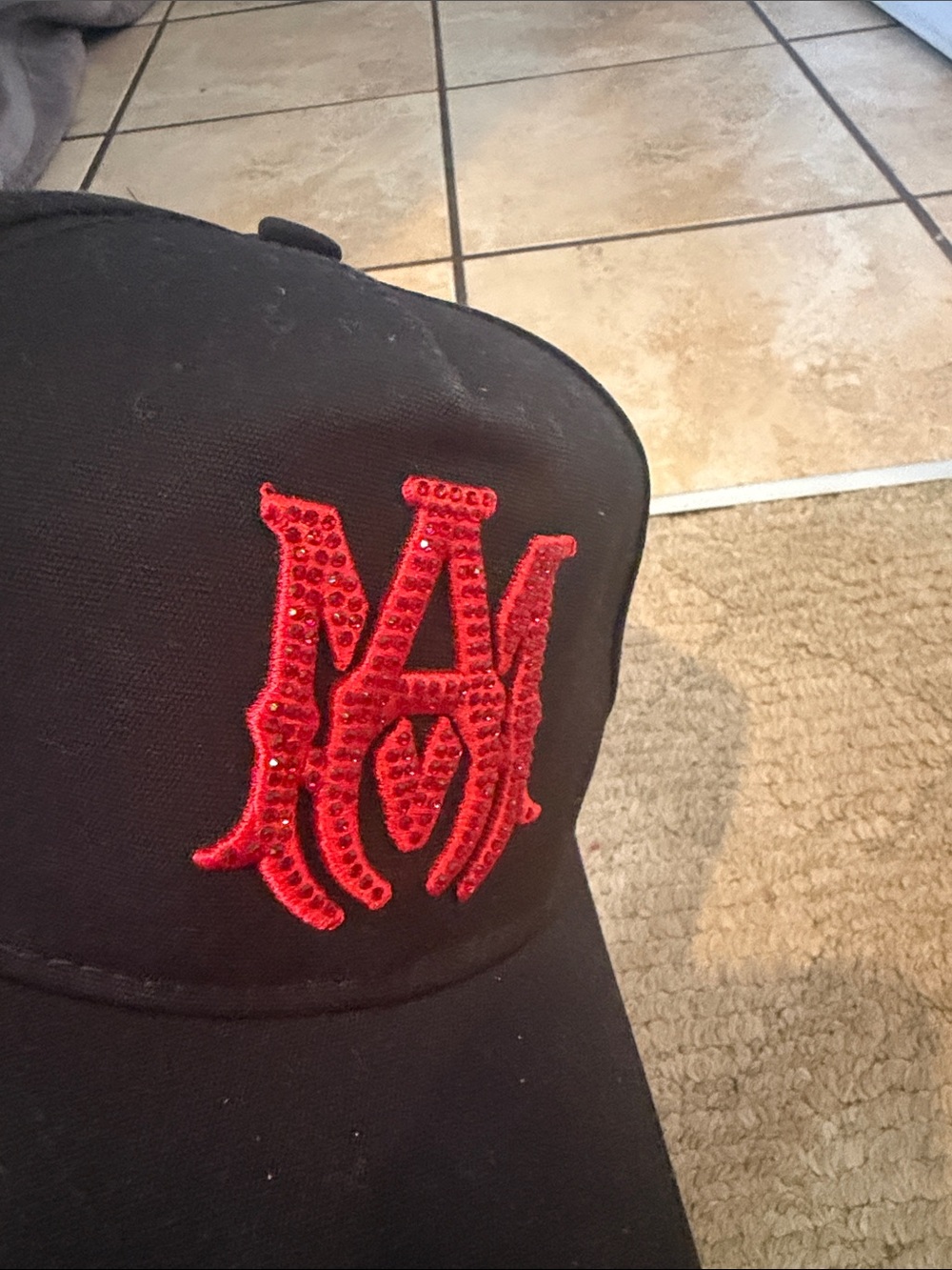 Amiri Black Baseball Cap with Red Embroidered Logo - Men - Picture 9 of 10